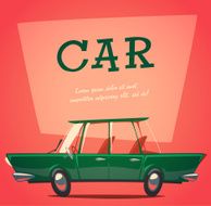 Car Poster Vector retro styled illustration N2