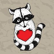 Raccoon carrying a heart N5