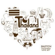 Thailand symbols in heart shape concept N2