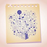 music box note paper cartoon sketch