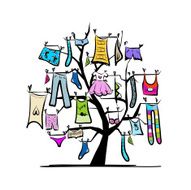 Wardrobe clothes on tree for your design