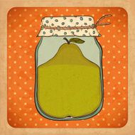 Pear jam jar Old cardboard