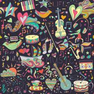 Seamless pattern Hand drawn colorful musical background N2