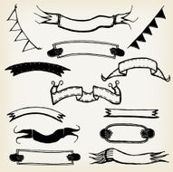 Hand Made Circus Banners And Ribbons Set