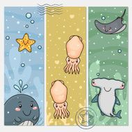 Vertical banners with sea animals