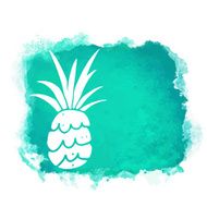 Watercolor paint stain and pineapple N2