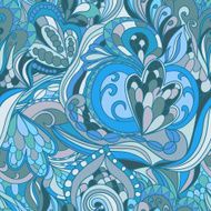Seamless blue abstract hand-drawn waves pattern N2