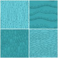 Four seamless wave hand-drawn patterns