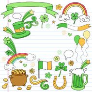 St Patricks Day Doodles Icons Vector Set N2