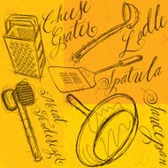 Kitchen tools with calligraphy