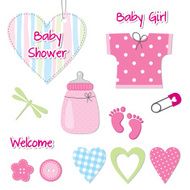 Baby girl shower card - scrapbook design elements N2