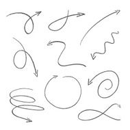 set of black sketch arrows