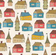 Seamless pattern with decorative houses N4