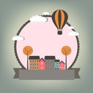 cartoon town with frame