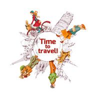 Travel time sketch colored poster