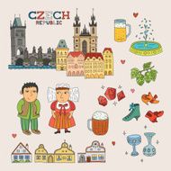 Vector Czech Republic Doodle Art for Travel and Tourism