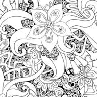 Vector floral decorative background Black and white