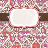 label on background with valentines hearts