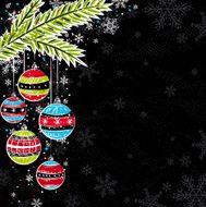 black background with color christmas balls