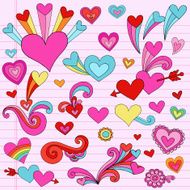 Valentine Hearts Love Notebook Doodles Set N3