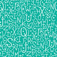 White on green alphabet letters seamless pattern background