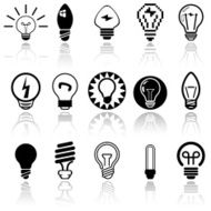 Light bulbs vector icons set