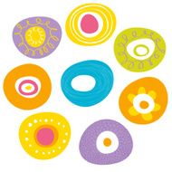 Colorful flowers icon set