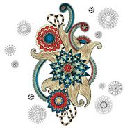 Henna Paisley Mehndi Doodles Design Element N10