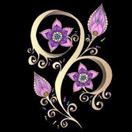 Henna Paisley Mehndi Doodles Design Element N11