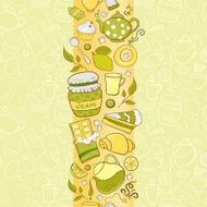 Vector seamless vertical border with tea elements