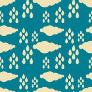 Seamless pattern with silhouettes clouds and rain drops N3