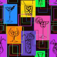 Seamless pattern of cocktails