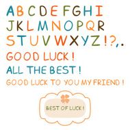 Hand drawn alphabet and wishes of luck