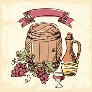 Wine vintage hand drawn illustration