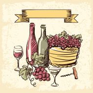 Wine vintage hand drawn illustration N2