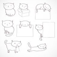 Set of four funny cats isolated on white N4