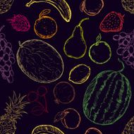 Vector Seamless Pattern of Sketch Fruits N6