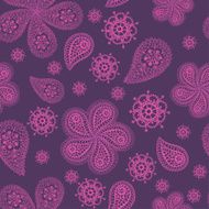 Ornamental colored seamless floral pattern with flowers doodles and cucumbers N3