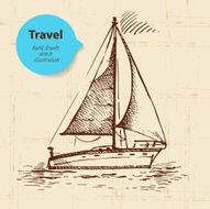 Vintage travel background with boat