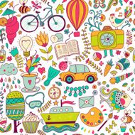 Vector seamless pattern childish doodles N4