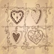 Original drawing doodle hearts N4