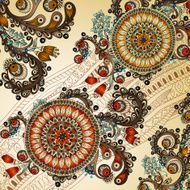 Abstract floral pattern with doodles and cucumbers