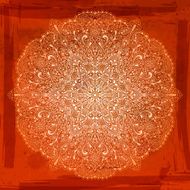 Vector rounded floral pattern on grungy orange background