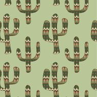 seamless green background with cactus