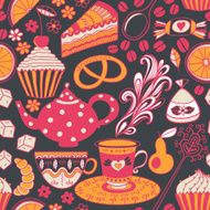 Tea vector seamless doodle teatime backdrop Cakes to celebrate a