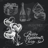 Valentine's Day hand drawn chalkboard design set N4