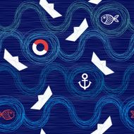 Seamless pattern of marine symbols