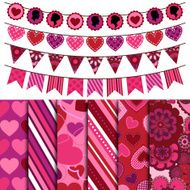 Valentine&#039;s Day Vector Backgrounds and Bunting