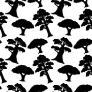 Seamless pattern with trees in black and white