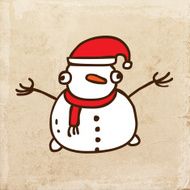 Snowman on Grunge Background N4
